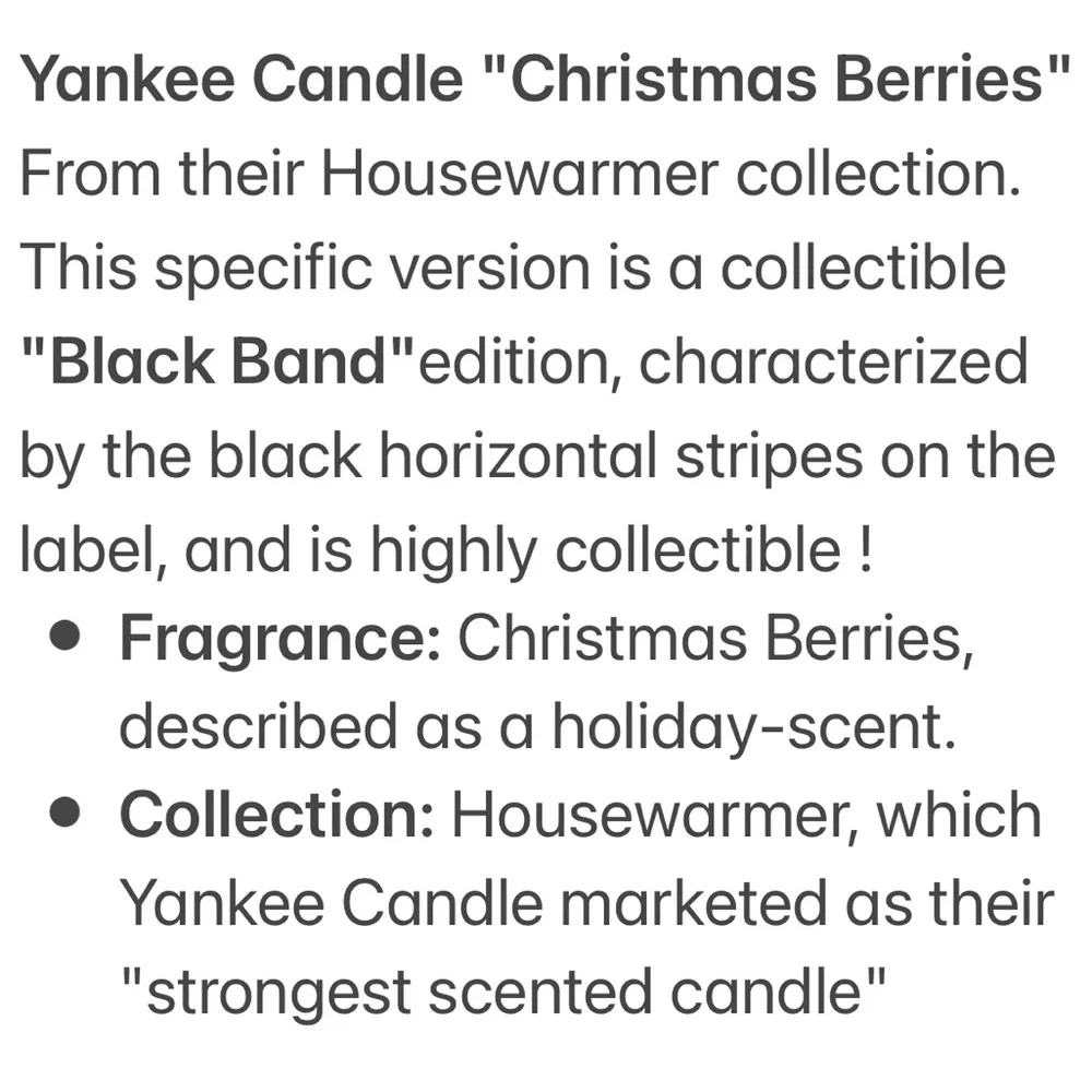 Yankee Candle Jar Christmas Berries Vintage Black Band Burgundy Deep Red 22 Oz
